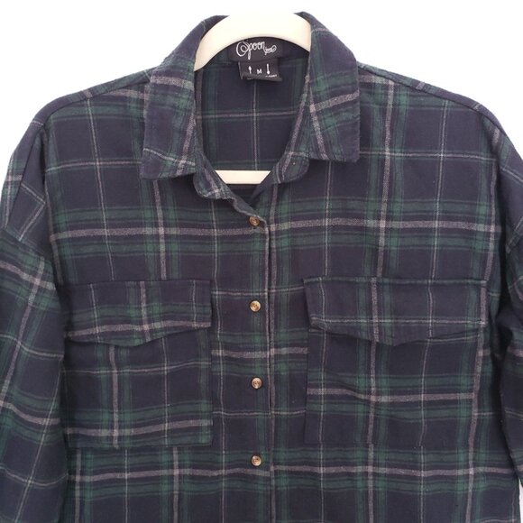 Spoon Jeans Multicolor Plaid Collar Button Up Long Sleeve Shirt Size M - Picture 5 of 16